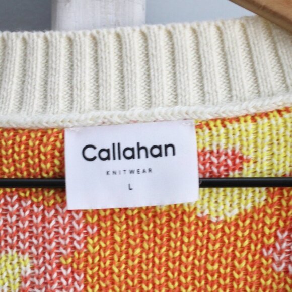 Callahan Cream Groovy Daisy Knit Cardigan Cropped Top 2 PC Set Size Large - Picture 4 of 9